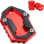 IEDZCUMC Compatible with R1300GS R 1300 GS ADV R 1300GS 2024 2025 CNC Motorcycle Kickstand Pad Foot Side Stand Extansion Plate Tire Valve Caps(1Set-Red)