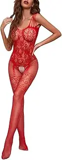 [Generic] Lingerie Dresses Fishnet Bodystocking Nylon Sexy Lingerie for Women Full Body Stocking Open Crotch Bodysuit Full Body Fishnet Stockings Satin Lingerie Set with for Women
