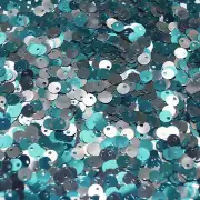 6mm Sequins Top Hole Turquoise Silver Shiny Metallic Reversible Made in USA