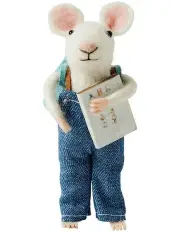 [JIGGLE & GIGGLE] Wool And Polyfoam Harold Felt Mouse Animal Decor 12cm in White