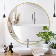 round Gold Bathroom 24 Inch Mirror,Circle Wall Modern Mirror for Bedroom,Hanging