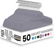 Utopia Home Premium Velvet Hangers 50 Pack - Non-Slip Clothes Hangers with Tie Bar - Grey Hangers - Standard Hangers with 360 Degree Rotatable Hook - Heavy Duty Coat Hangers