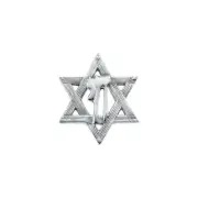 Star of David Chai Lapel Pin In 14K White Gold