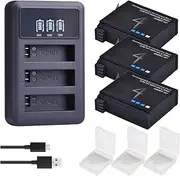 HOMERW Camera Bateria 1680mAh Compatible with Gopro Hero 4 Battery Replacement + L.E.D 3-Slots USB Charger for HERO4 AHDBT-401 Action Camera(3 Battery 1 Charger)