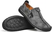 [Dikermoon] Men's Loafer Shoes with Side Zipper, Comfy Non-Slip Slip On Shoes, Men's Shoes, Spring and Summer