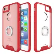 iPhone 8, 8 Plus, iPhone X Crystal Clear Case with Ring (RED)
