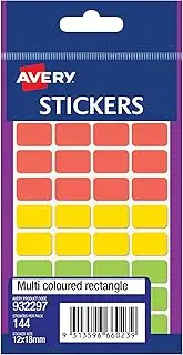 Avery Assorted Rectangle Stickers, 18 x 12 mm, 144 Labels (932297)