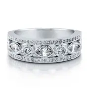 Sterling Silver 925 Marquise Art Deco Anniversary Wedding Band Ring Size 4-10