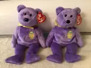 EGGS III the Easter TY Beanie Baby Bear - (LAVENDER) w/swing tag