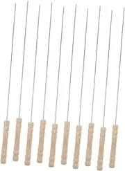 10Pcs Stainless Steel BBQ Skewers for Grilling Durable Flat Kabob Sticks for Vegetables for Parties Camping and Family Gatherings