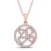 10k Rose Gold Round Diamond Heart Circle Pendant 1/2 Cttw