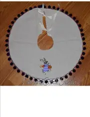 VINTAGE HALLOWEEN BUNNY Embroidered Tree Skirt 18"dia,Prim,Rabbit,Goth