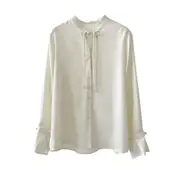Elegant Retro Chinese Style Satin Top with Fringe and Disc Buckle Design for Women