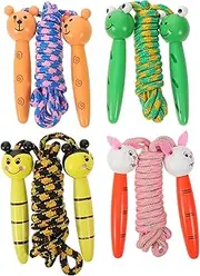 HONMEET 4pcs Cartoon Jump Rope for Creative Exercise Skipping Ropes Bee Brown Bear White Rabbit Frog Lightweight and Durable Jumping Equipment for Students