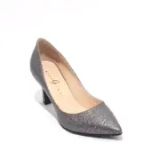 Gibellieri 3367we Dark Gray Stamped Leather Pointy Classic Pumps 36.5 / US 6.5
