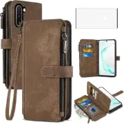 Phone Case for Samsung Galaxy Note 10 5G Wallet Cover with Tempered Glass Screen