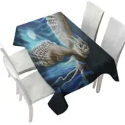 Athenas Cool White Owl Tablecloth