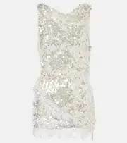 [Christopher Esber] Christopher Esber Opaline sequined lace-trimmed minidress AU 14 white
