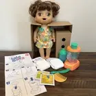 Baby Alive 2019 Hawaiian Dress Brown Hair Green Eyes Bottle Food Blender Diaper