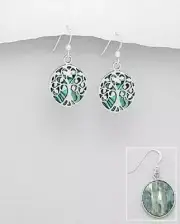STERLING SILVER EARRINGS Abalone Shell Tree Of Life nature FREE SHIPPING