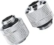 Water Cooling Fitting, 2PCS G1/4 Thread Flexible Tube Connector,Brass Two-Touch Fitting for PC Water Cooling with Hiding Silicone Ring (Silver)
