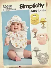 NEW Simplicity Pattern S9588 Baby Hats & Ruffled Bibs