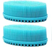 Loofah Exfoliating Body Scrubber 2 in 1 Face And Body Silicone Scrubber - Antibacterial Silicone Shower Brush Bath Sponge Loofa 1 pack-blue