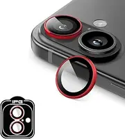 ProLENS CD Aluminum Frame Camera Lens Protector for iPhone 16/16 Plus, Alumina Silicate Tempered Class, HD Clarity, Scratch-Resistant, Individual Camera Lens Cover for iPh16/+CDred
