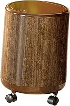 yuksok Trash Can Bathroom Bin Trash Container Decorative Round Waste Basket Garbage Container for Office Living Room Toilet Bathroom, with Wheels
