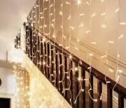 Curtain String Lights 300 LED Wind Twinkle Star Warm White