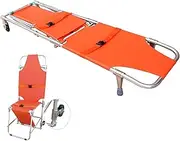 Emergency Rescue Stretcher, Aluminum Folding Chair Stretcher Firefighter Evacuation Stair Chair with 2 Support Feet and Wheels