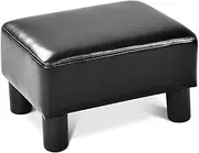 Giantex Foot Stool Ottoman, PU Leather Footrest with Storage, Padded Rectangle Footstool, Small Sofa Step Stool for Living Room, Bedroom & Entryway