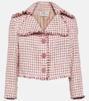 [Etro] Etro Cropped houndstooth wool-blend jacket AU 16 multicoloured