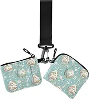 [miaozhen] Easter Egg Blue Dual Coin Purse Credit Card Holder Wallet Thin Flat Card Organizer Purse with Zipper Coin Pocket for Girls 2 Packs porta tarjetas de crédito, easter egg blue, Modern