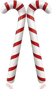 2pcs Inflatable Candy Canes for Christmas Candy Cane Decorations - Large Pool Floats Outdoor Candy Canes Balloons for Candy Cane Christmas Decorations