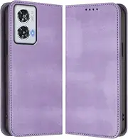 [HAOYE] Case for Motorola Edge 50 Fusion 5G, Premium TPU & Leather Wallet Mobile Phone Case Protective Case with Card Slots, RFID Blocker, Magnetic Closure, Stand Function, Purple