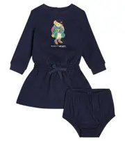 [Polo Ralph Lauren Kids] Polo Ralph Lauren Kids Baby Polo Bear dress and bloomers set M 12 blue