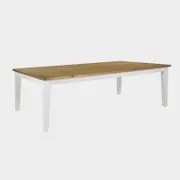 Leura Belle Large Rustic 250Cm X 150Cm Indoor Timber Dining Table - Distressed White Honey top