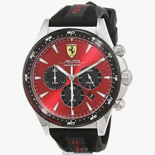 【Ferrari 法拉利】FERRARI法拉利男錶型號FE00057(紅色錶面黑錶殼深黑色矽膠錶帶款)