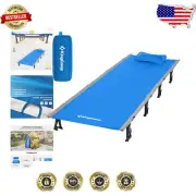 Compact Portable Camping Cot Supports 265 lbs - Easy Setup with Included Pillow