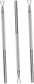 SOESFOUFU Stainless Steel Nail Cuticle Pusher Set Triangle Round Double-side Peeler for Gel Polish Removal