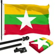 Combo Pack: 6 Ft Tangle Free Spinning Flagpole (Black) & Myanmar Flag 3x5