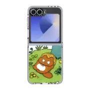 Galaxy Z Flip6 Clear Case Lying down tanuki