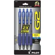 Pilot G2 Retractable Premium Gel Ink Roller Ball Pens, Bold Point, 4-Pack, Blue