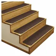 15 SKID-RESISTANT DOUBLE-RIBBED Carpet Stair Treads 8"x23.5" BITTERSWEET BROWN