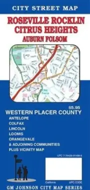 City Street Map of Roseville, Rocklin, Citrus Heights, California, by GMJ Maps