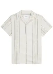 Les Deux Leo Stripe-jacquard Cotton Shirt - Beige - L L