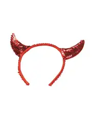 Devil Horns Sequin Kids Adults Devils Halloween Fancy Dress Red Sequin Horns