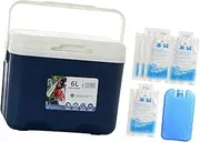 Eigell Insulated Cooler, Ice Chest Box, Portable 6 L Personal Cold Case with Ice Pack for Party Sport Drink BBQ Kitchen Stall
