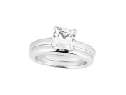 0.40Ct Princess Cut Diamond Solitaire Bridal Engagement Ring Set 10k Gold L I2